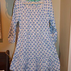 J Crew Dress Size 14 White w/Blue shell design
